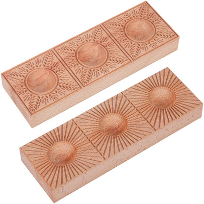 Triple Ravioli Molds Wooden Pasta Ravioli Board Double Sided Sunburst & Wheat Pattern Ravioletti Moulds Wood Pasta Raviolini Maker Molds Handmade 2 in 1 Ravioli Mold Press Maker Kitchen Fresh Pasta