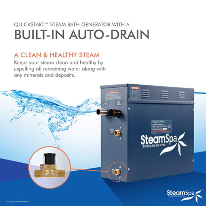 STEAMSPA 6kW Steam Sauna Generator Sentry Series 240V Steam Generator with Touch Screen, Steamhead, Built-in Steam Shower Auto Drain, ACU Quickstart Steam Bath Generator (Gold)