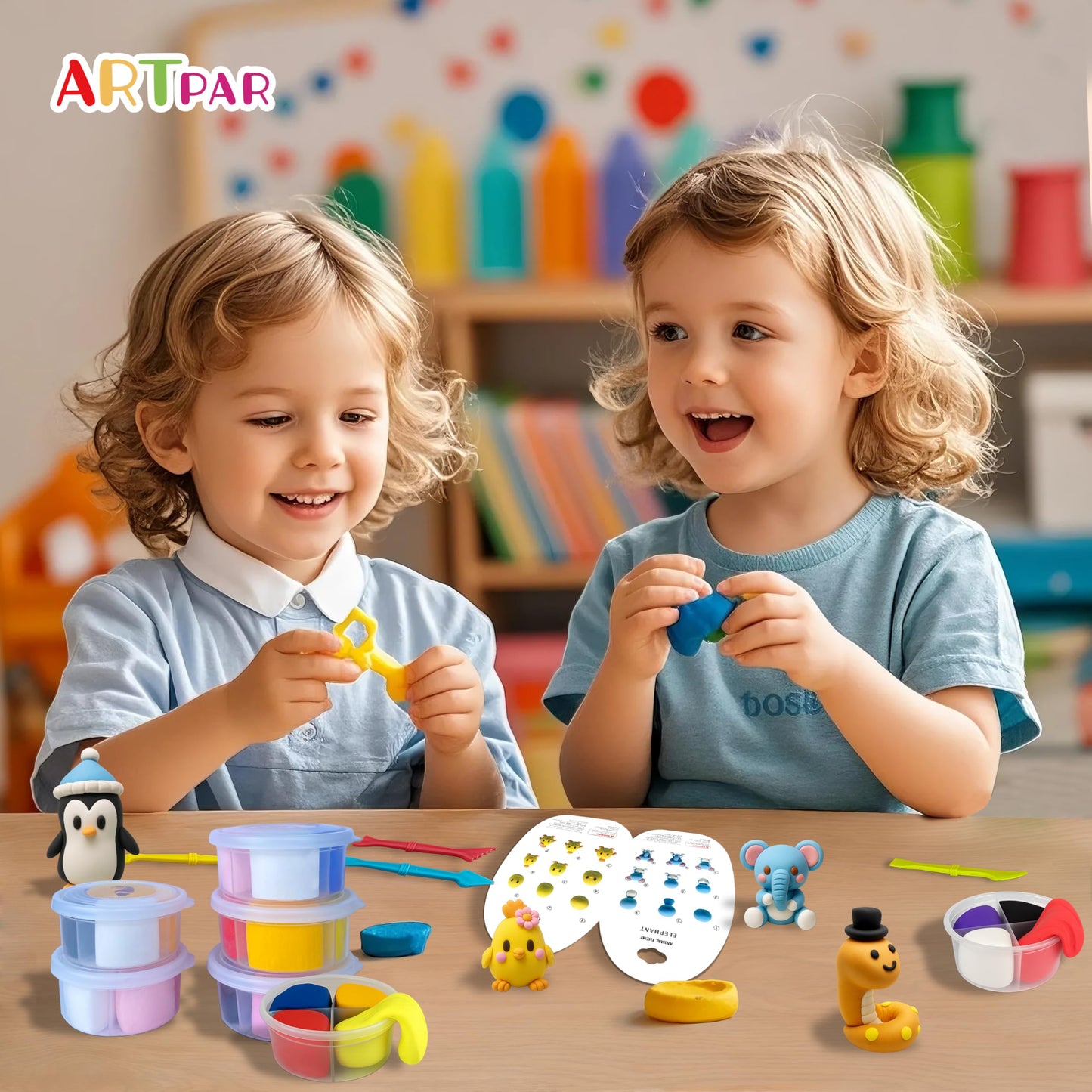 ARTPAR Air Dry Clay Kit for Kids-12 Animals Modeling Magic Clay,DIY Art Crafts Molding Clay Set,Ultra Light & Soft, Safe & Non-Stick with Sculpting Tools & Tutorials, Unique Gifts for Boys & Girls