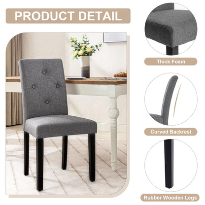 VECELO Upholstered Dining Chairs Set of 6, Modern Fabric and Solid Wood Legs &High Back for Kitchen/Living Room- Dark Gray