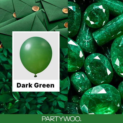PartyWoo Dark Green Balloons 99pcs Different Sizes of 36 18 12 10 5 Inch Emerald Hunter Forest Green Balloon Arch Kit for Birthday Christmas Graduation Dinosaur Jungle Party Decorations Green-Y56