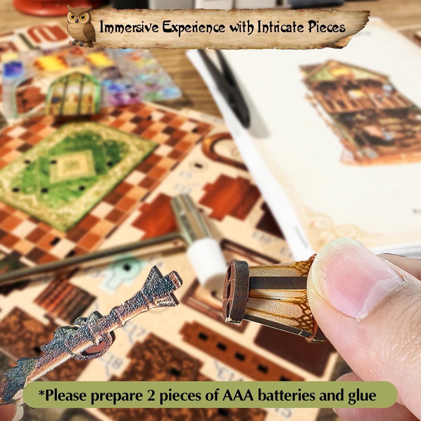 DIY Book Nook Kit | Miniature House Kit with LED Lights | 3D Wooden Puzzles for Adults & Teens | Creative Model Building Kit | Unique Bookshelf Decor & Gift for Craft Lovers | Owl Library