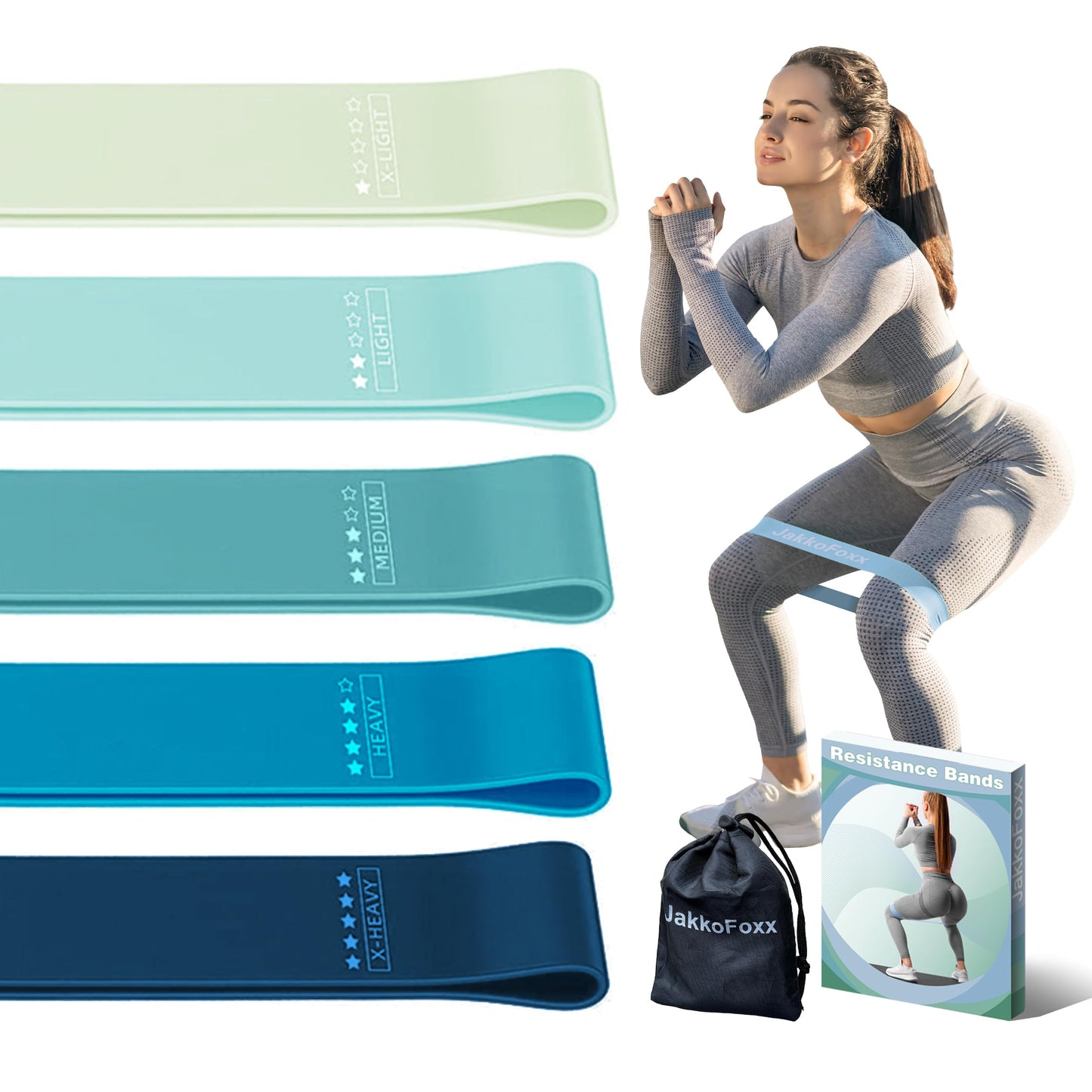 Resistance Loop Exercise Bands, Resistance Bands Exercise Bands for Home Fitness, Stretching, Strength Training, Physical Therapy,Elastic Workout Bands for Women Men Kids, Set of 5