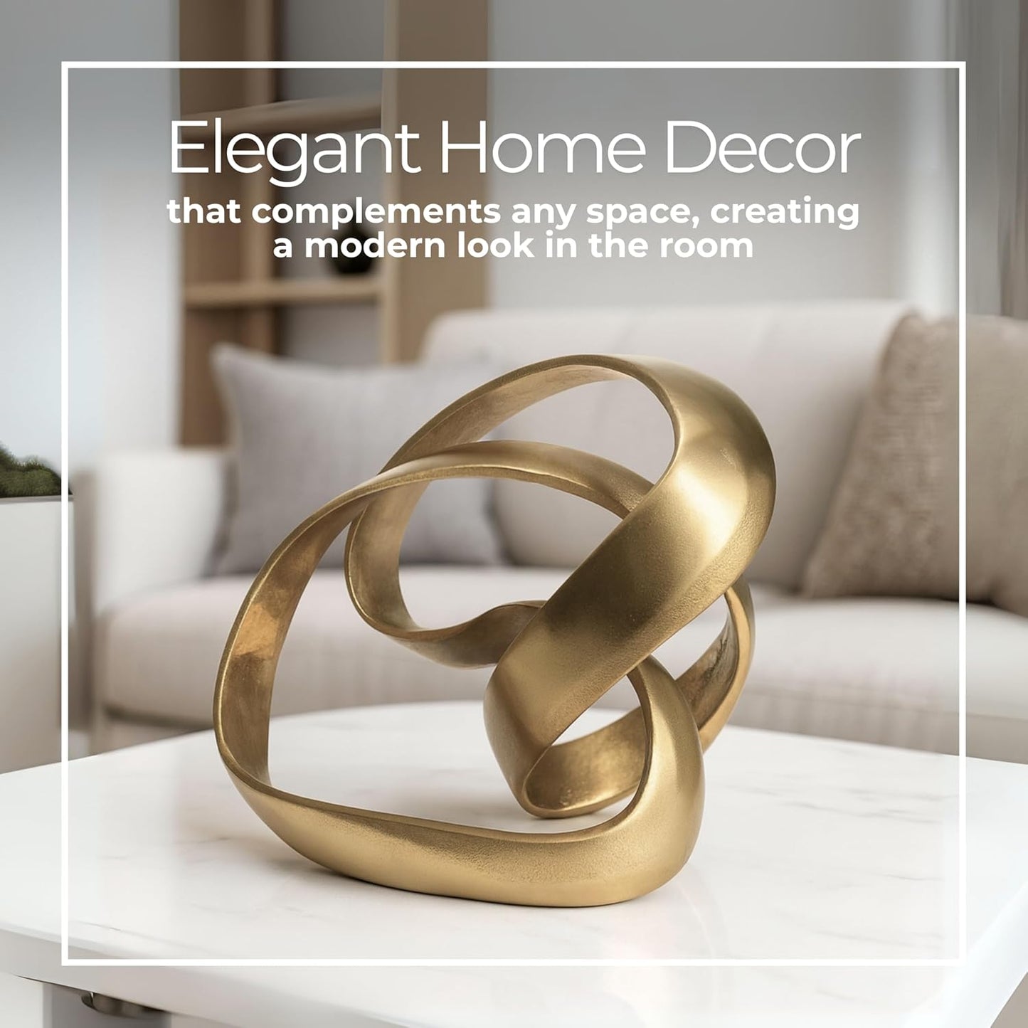 8" 7", Metal Decorative Object Minimalist Shelves & Coffee Table Decor Aluminum Knot Sculpture Modern Home Decor