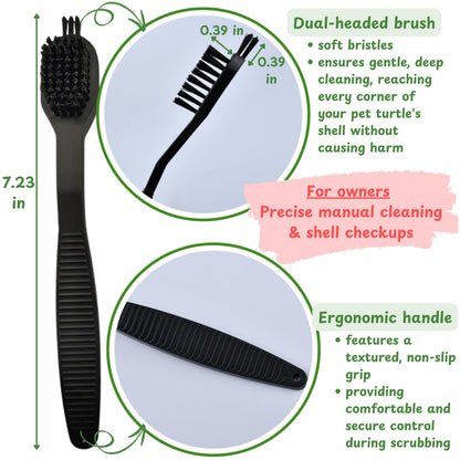Turtle Shell Cleaning Suction Brush Tank, Turtle Scratcher for Tank Shell Cleaner with Suction Cup and Handheld Back Scratcher Remove Mud Dirt, Tortoise Habitat Accessories (Gray)