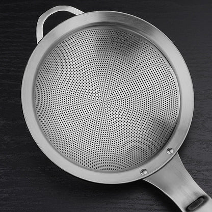 Collfa Punch Hole Sieve Fine Mesh Stainless Steel Small Colander Strainer With Handle Metal Micro Sifter Set of 2 for Kitchen Baking and Food Filter Rice,Tea,Pasta,Flour,Juice,Mini 3.55 and 4.33 Inch