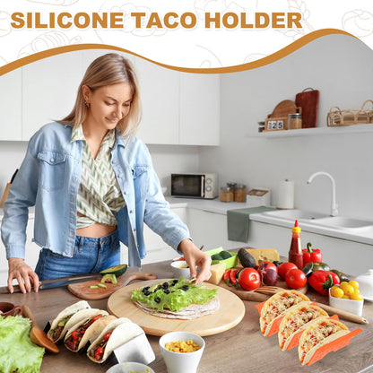 uxcell 12 Pcs Taco Holder Stands, Plastics Hollow Holder Can Hold 3 Soft/Hard Taco Street Tray Plates for Party Supplies Dishwasher and Microwave Safe, Purple
