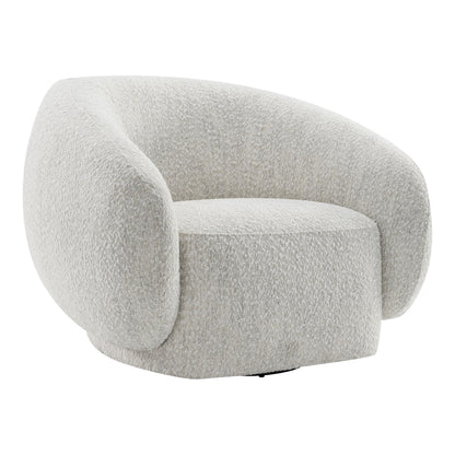 Furniture of America Corra Modern Boucle 41.7-inch Swivel Chair with 360-degree Swivel Base, Sloped Curved Backrest and Armrest for Living Room, Office, Beige