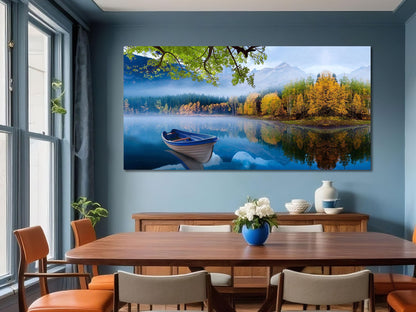 Arjun Tree Wall Art Canvas for Living Room Blue Tree of Life Nature Teal Abstract Textured Painting Picture Modern Panoramic Landscape Artwork Framed Bedroom Home Office Decor, Large Size 40"x20"