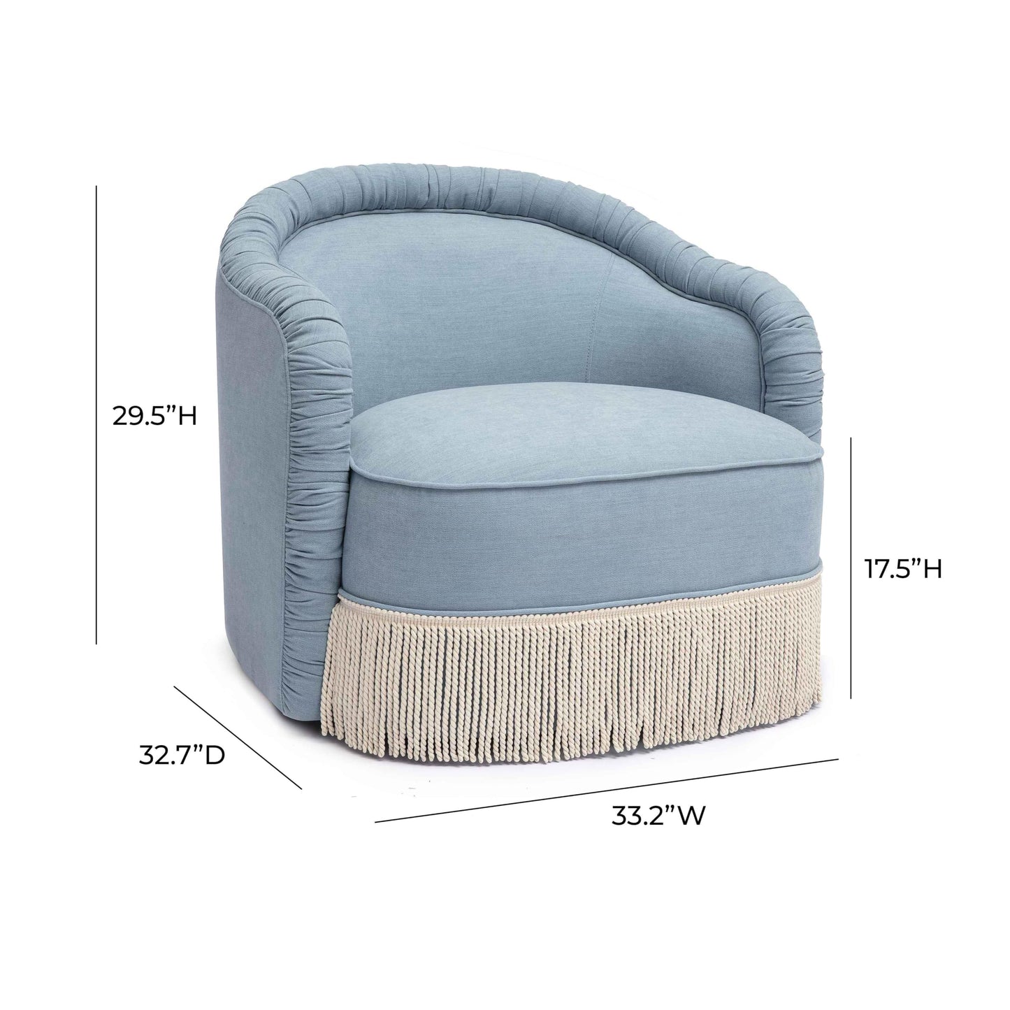 Tov Furniture Pamela Faded Blue Recycled Fabric Tassel Lounge Chair