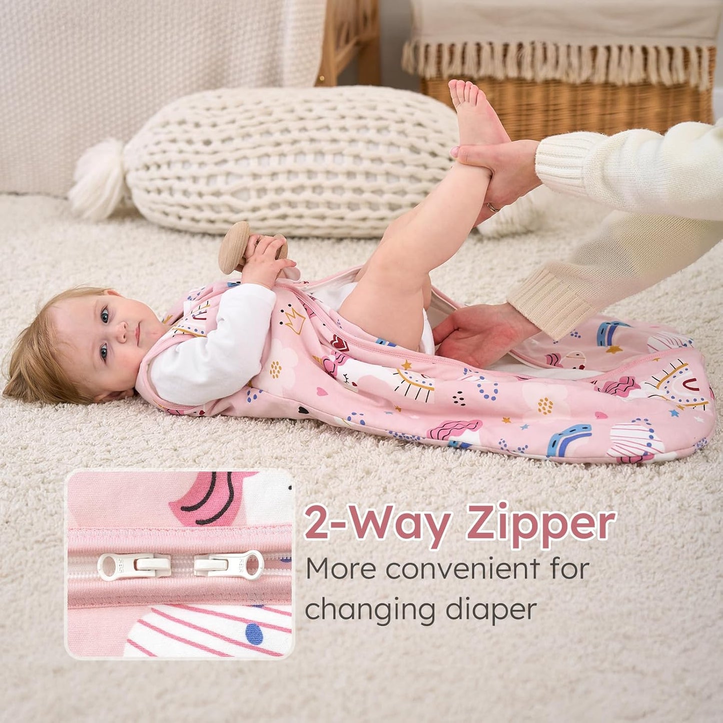 Yoofoss Baby Sleep Sack - 100% Organic Cotton Wearable Blanket for 6-12 Months | TOG 2.5, 2-Way Zipper, Warm & Comfy