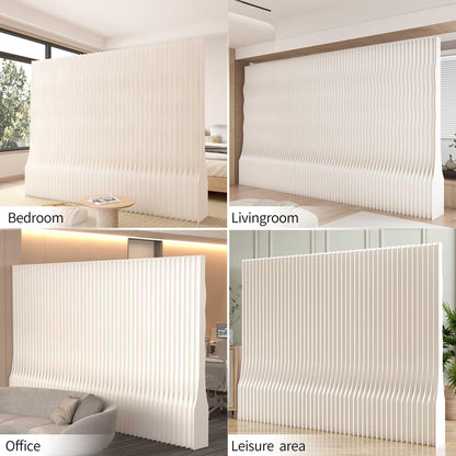 Paper Room Divider Panel Adjustable & Foldable Privacy Partition Portable Wall Divider Screen for Office, Leisure Area & Home Separation (White, H102.4 xL118.1)