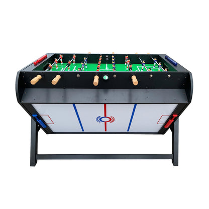 KICK Triplex 55″ Telescopic Rods 3-in-1 Swivel Multi Game Table (Black) – Foosball, Pool/Billiards & Air Hockey