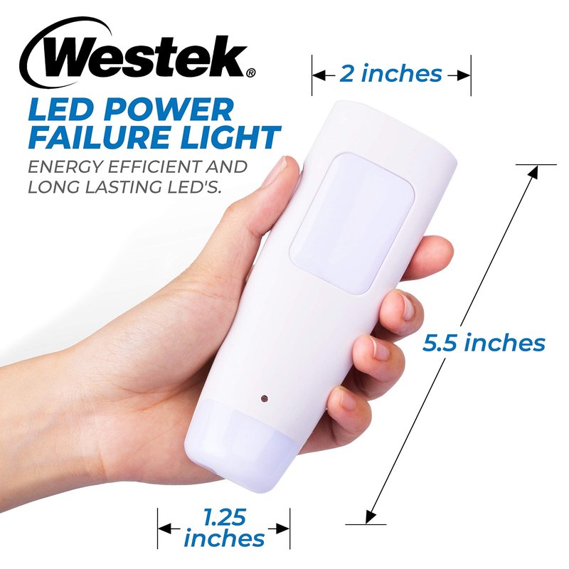 Westek LED Emergency Lights for Home Power Failure, 6 Pack - 3 Function Power Failure Light, Rechargeable Flashlight and Night Light - Must-Have for Snow Storms and Blackouts - NL-PWFL