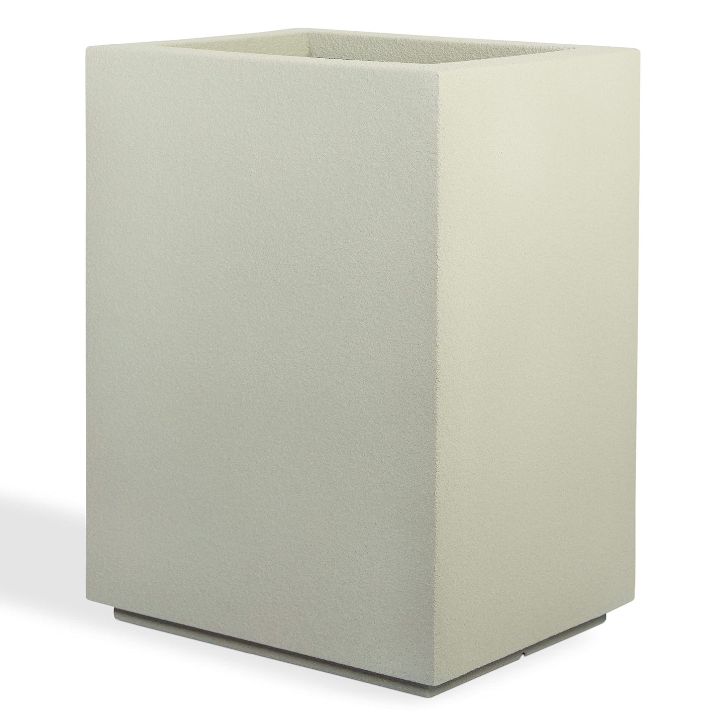 PolyStone Cozumel Column Planter – 23" x 18" x 30" – Large Indoor/Outdoor Planter Box for Patio & Garden – Modern Stone-Look Resin – Durable All-Weather w/Drainage Holes - Made in USA – Greige