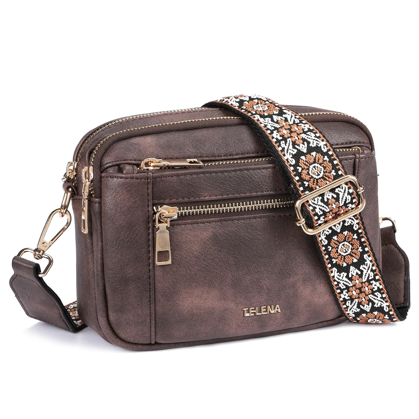 Telena Small Crossbody Bags For Women Vegan Leather Crossbody Purse With Adjustable Wide Strap For Daily Life