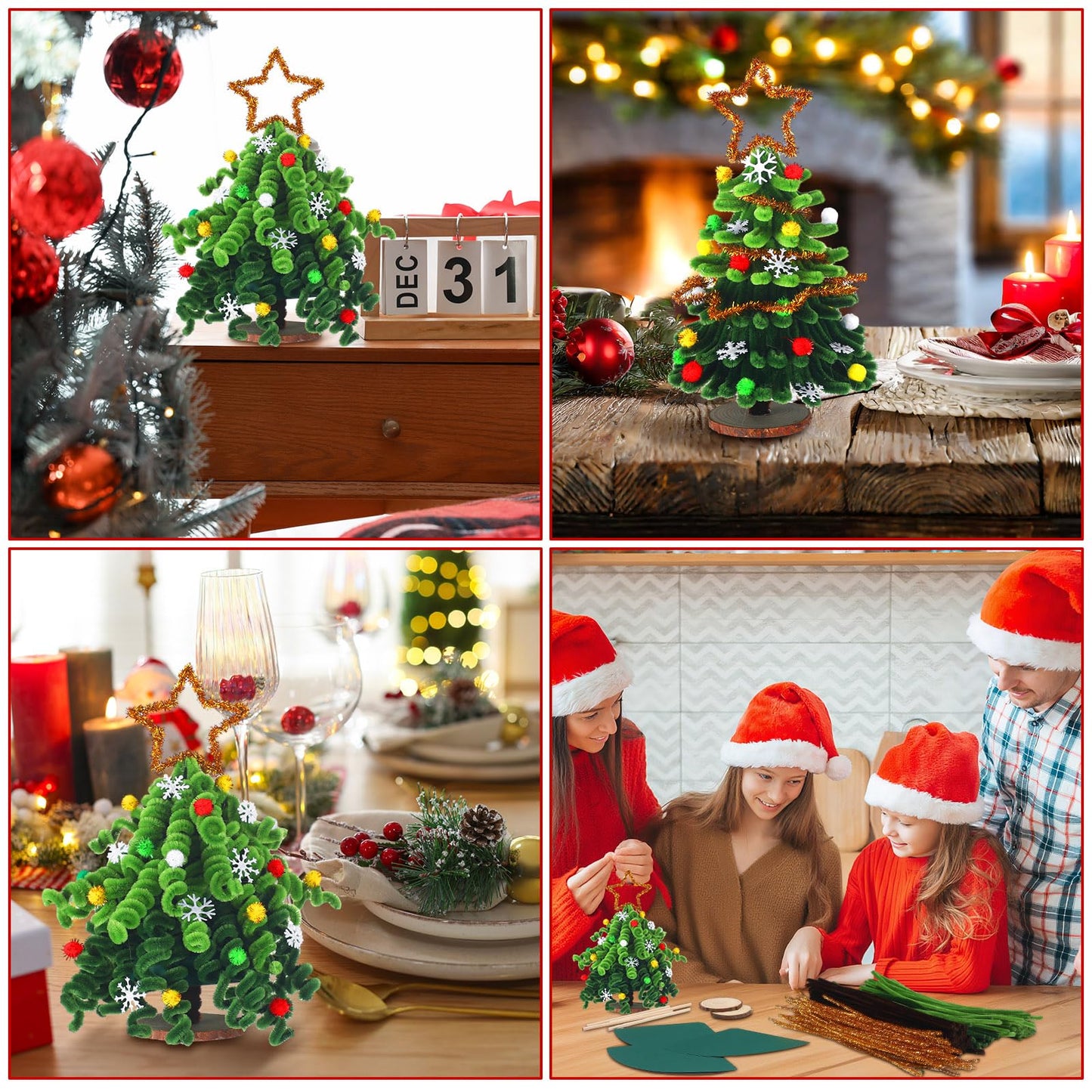 Soulchen 830 Pcs Christmas Pipe Cleaners Craft Christams Colors Chenille Stems Supplies Easy Make Xmas Tree Ornaments Accessories for Holidays Gift School Project