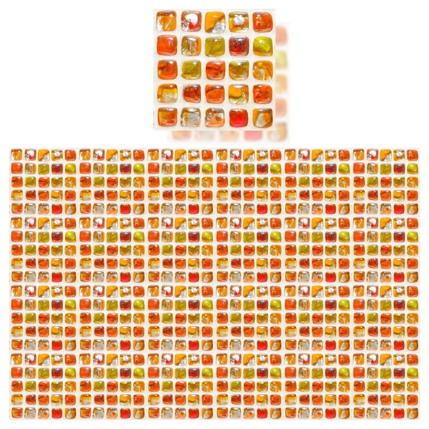 PVC Mosaic Tile Stickers 24 PCS Peel and Stick Checkerboard Wall Decals Self-Adhesive Backsplash for Kitchen Bathroom RV Waterproof Removable Instant Grid Upgrade (Style D, 3.94 x 3.94 Inch)