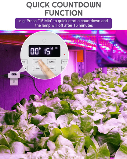 Indoor Countdown Timer Outlet, NEARPOW Auto Shut Off Timers with Large Screen,Customize Countdown,Repeat and Memory Function, Plug In Timers for Electrical Outlet for Charger Lights, 3-Prong 15A/1875W