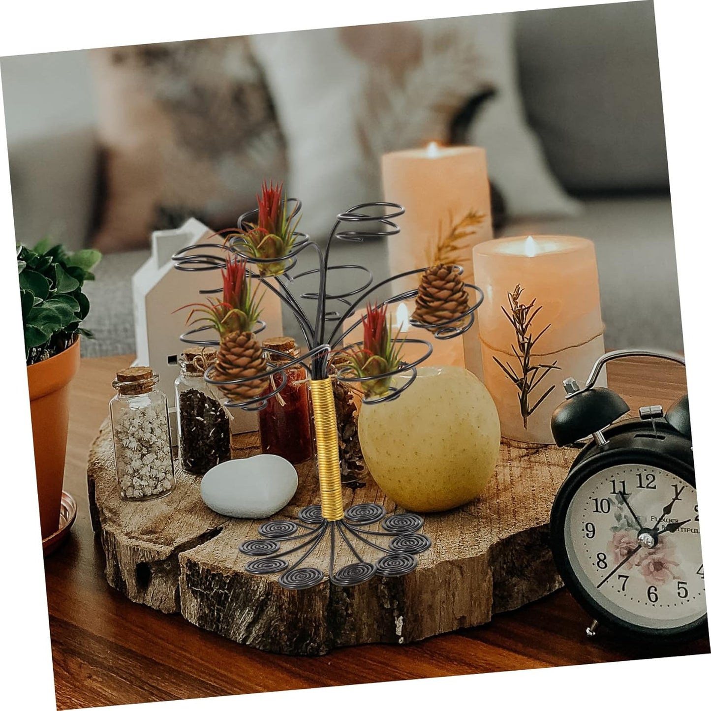 Yardwe Aluminum Wire Flower Stand, Air Plant Planter Holder for Tabletop Display and Decoration