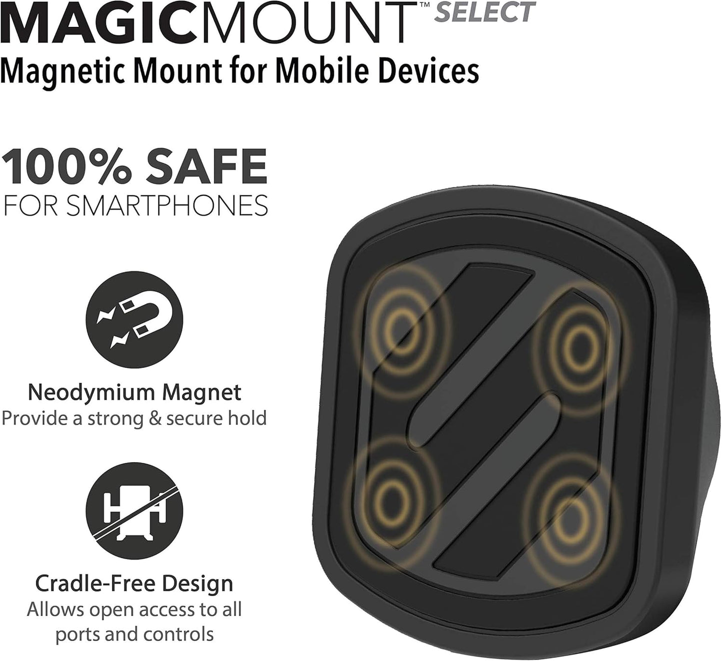 Scosche MMWSM-2PKXCES0 MagicMount Select Magnetic Car Phone Holder Mount for iPhone and Android - 2 Pack - Secure Magnetic Cell Phone Mount for Car Window or Dash - Universal 360° Adjustable Head