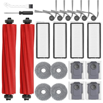 Roborock Accessories Replacement Kit Compatible with QV 35A 35S Qrevo S Pro Robot Vacuum Cleaner, 2 Main Brush Roller, 4 Hepa Filters, 4 Mop Pads, 6 Side Brushes, 4 Dust Bags, 2 Tool