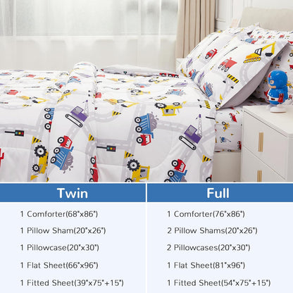 Sets Set 7 Viviland Kids Full Bedding for Boys, Girls Soft Full Comforter with Sheets, Pieces Microfiber Bed in a Bag