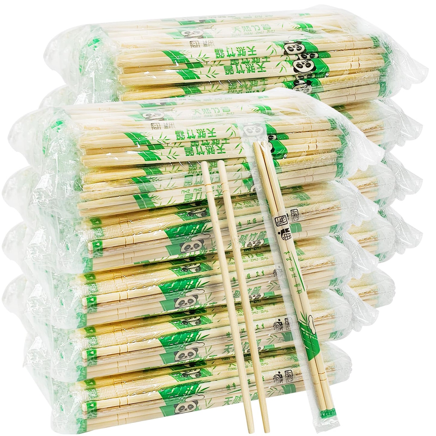 UEJYWUY 1000 Pairs 8 Inch Disposable Chopsticks, Separated Sleeved Individually Wrapped Disposable Bamboo Chopsticks, Bamboo Wooden for Noodles, Sushi, Asian Food