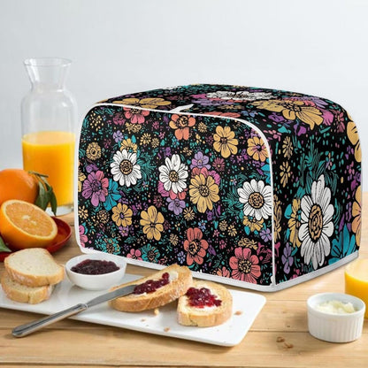 Flower 2 Slice Bread Maker Cover, Dustproof Toaster Cover for Standard Size Kitchen Appliances