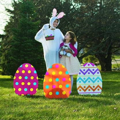 Fun Express Jumbo Easter Eggs Yard Signs - 4-Pack Large 18x24.5 Weather-Resistant Outdoor Decorations | Perfect for Egg Hunts & Garden Parties