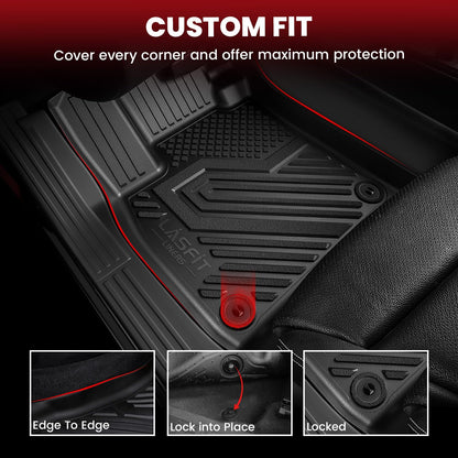 LASFIT Floor Mats for 2025 2026 2027 Ford Expedition 7 Seats Max(Not Fit 8 Seats Standard), All Weather Protector TPE Easy Clean Car Floor Liner, 1st & 2nd & 3rd Row, 4pcs Black