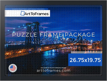 26.75x19.75 INCH/68x50 CM 1000 1.25 Inch (PuzzleFRBW26079-26.75x19.75) ArtToFrames Black Frame for Piece Puzzles.This