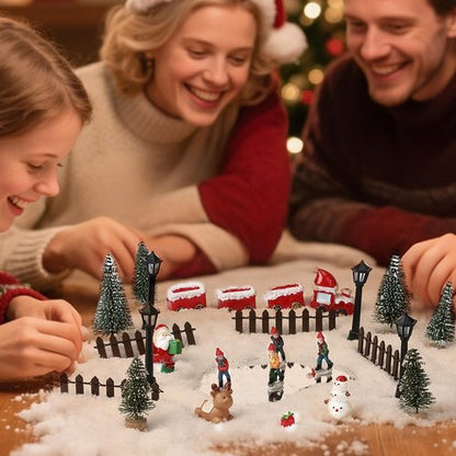 Colingmill 29-Piece Christmas Ski Village Ice Skating Rink Figurine Set | Miniature Resin Collectibles for Holiday Decor