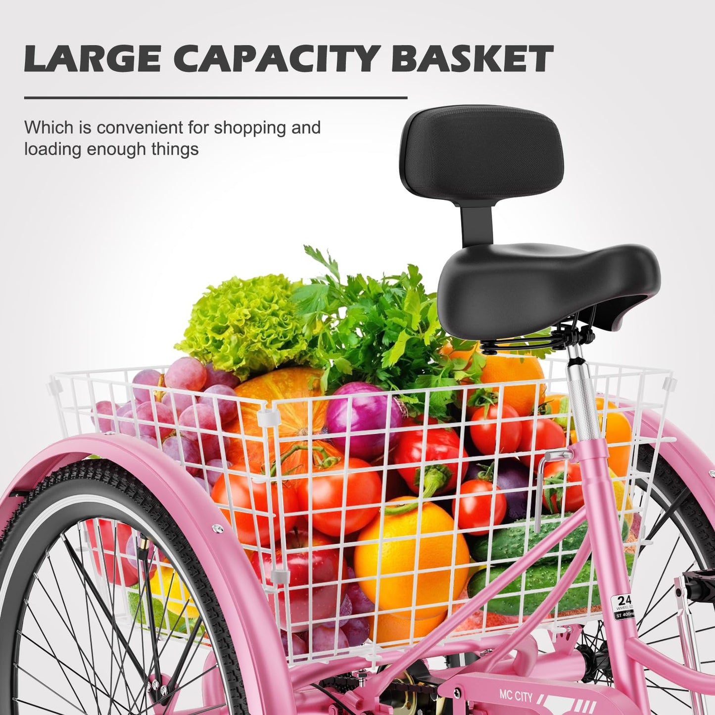 ABORON Adults Tricycle, 3 Wheels Bike for Adult, Tricycle for Adults, Double-Wall Wheel Rims, Tricycle for Women Men Exercise Outdoor Sports