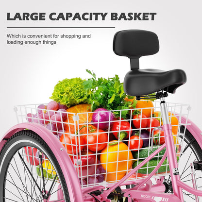 ABORON Adults Tricycle, 3 Wheels Bike for Adult, Tricycle for Adults, Double-Wall Wheel Rims, Tricycle for Women Men Exercise Outdoor Sports