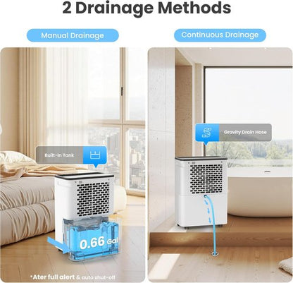 Candy Dehumidifier - 2000 Sq.Ft Portable 34 Pints with Smart Control & Continuous Mode | 0.66 Gal Tank for Home
