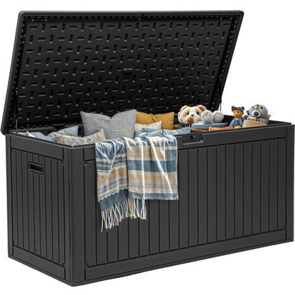 YITAHOME 320 Gallon Double-Wall Deck Box with Divider & Side Handles, Outdoor Large Storage for Patio Furniture Cushions, Garden Pool Accessories, Water Resistant & Lockable