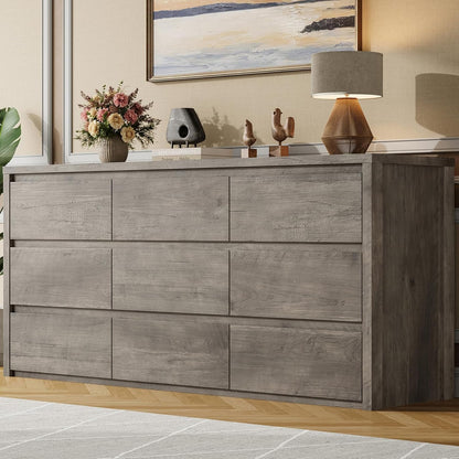 GarveeHome 9 Drawer Dresser for Bedroom, Wide Modern Chest of Drawers, Large Wood Dresser Wooden Storage Organizer for Living Room, Hallway Entryway