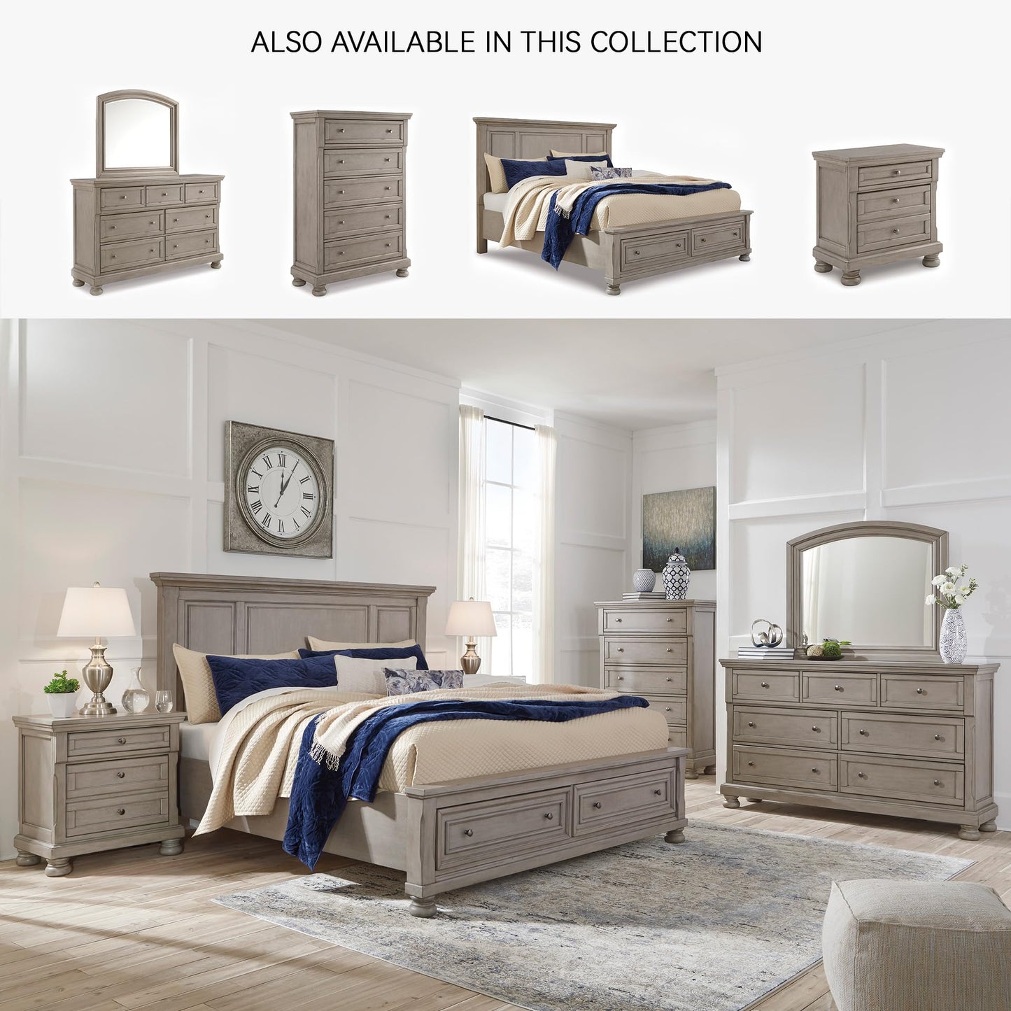 Signature Design by Ashley Lettner Modern Traditional 7 Drawer Dresser, Light Gray