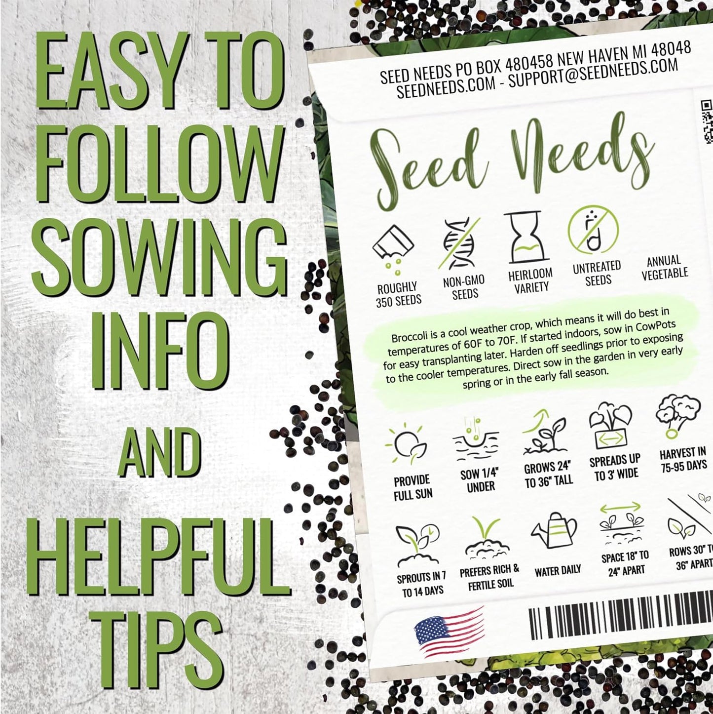(1 Pack) Seed Needs Cauliflower Seeds for Planting Romanesco Broccoli/Cauliflowers - Non-GMO Heirloom & Untreated