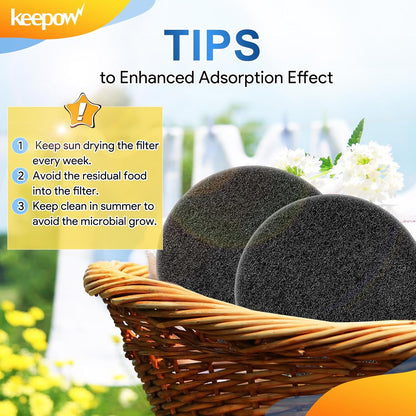 KEEPOW 10 Pack 6.75" Compost Bin Filter Replacement, Charcoal Filters for Kitchen Compost Bin