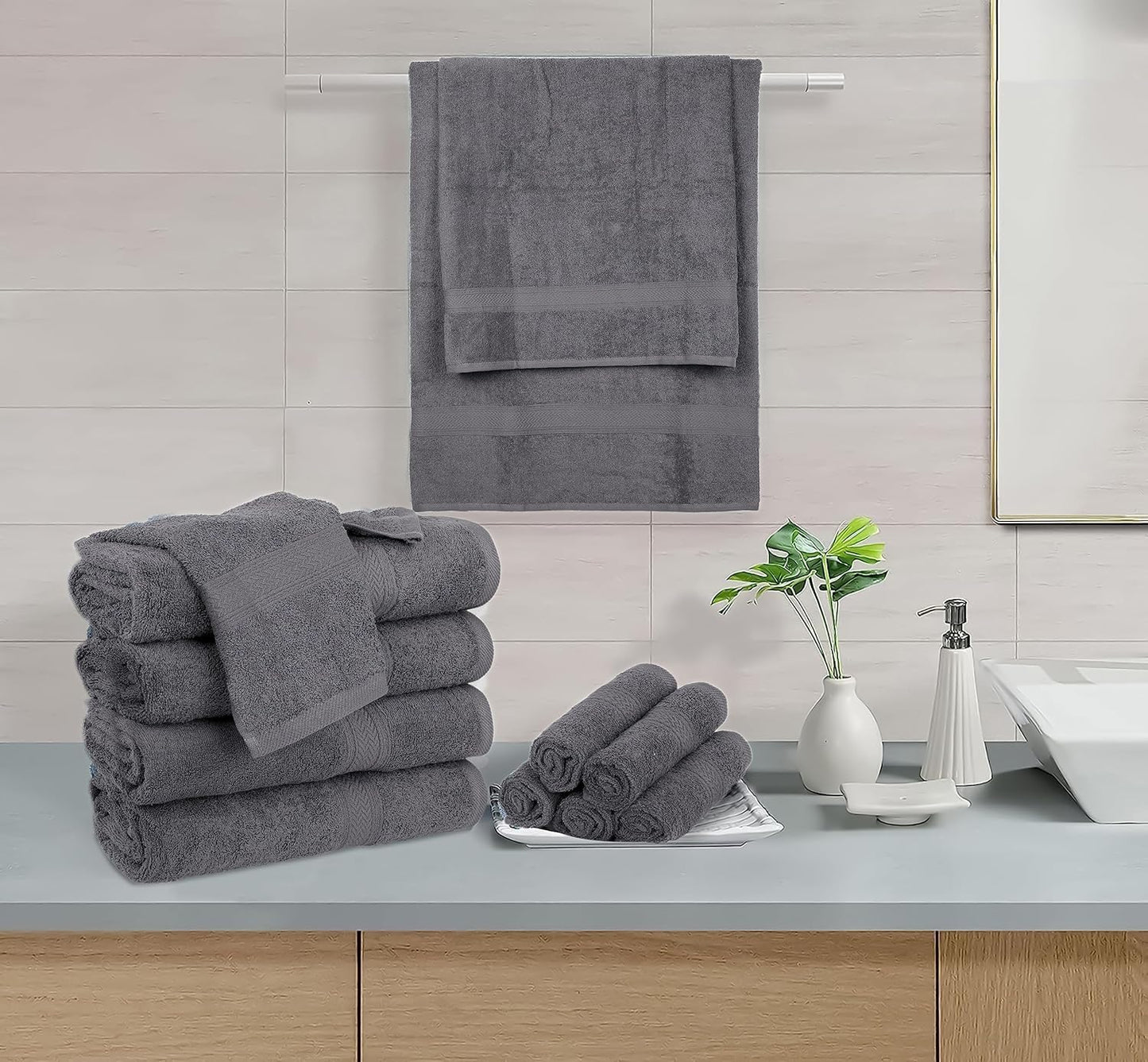 12 600 2 4 6 Set Hillfair piece GSM Cotton Bath Towels - Hotel Spa Quality - Bath, Hand, Washcloths - Absorbent Super
