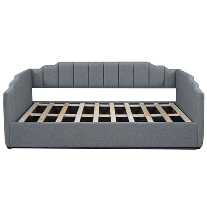 DNYN Full Size Upholstered Daybed for Bedroom,Guest Room,Lift Up Storage Bedframe w/Wood Slat Support,Space Saving Design, Gray