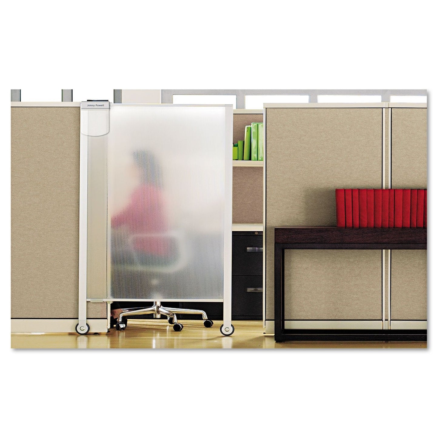 Quartet Privacy Screen, 64" x 38" Translucent Portable Wall Divider, Adjustable Height, Sturdy Aluminum Frame on Wheels, Includes Attachable White Board (WPS2000)