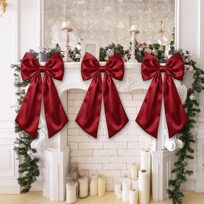 Suncalla Large Burgundy Satin Bows - 3 Pcs 2 FT Wall Decorations for Weddings & Parties