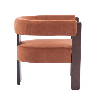 Christopher Knight Home Nettie Modern Accent Chair for Living Room, Velvet Fabric Single Lounge Sofa Chair with Wooden Frame, Comfy Reading Chair for Bedroom, Lounge Armchair with Cushion,Burnt Orange