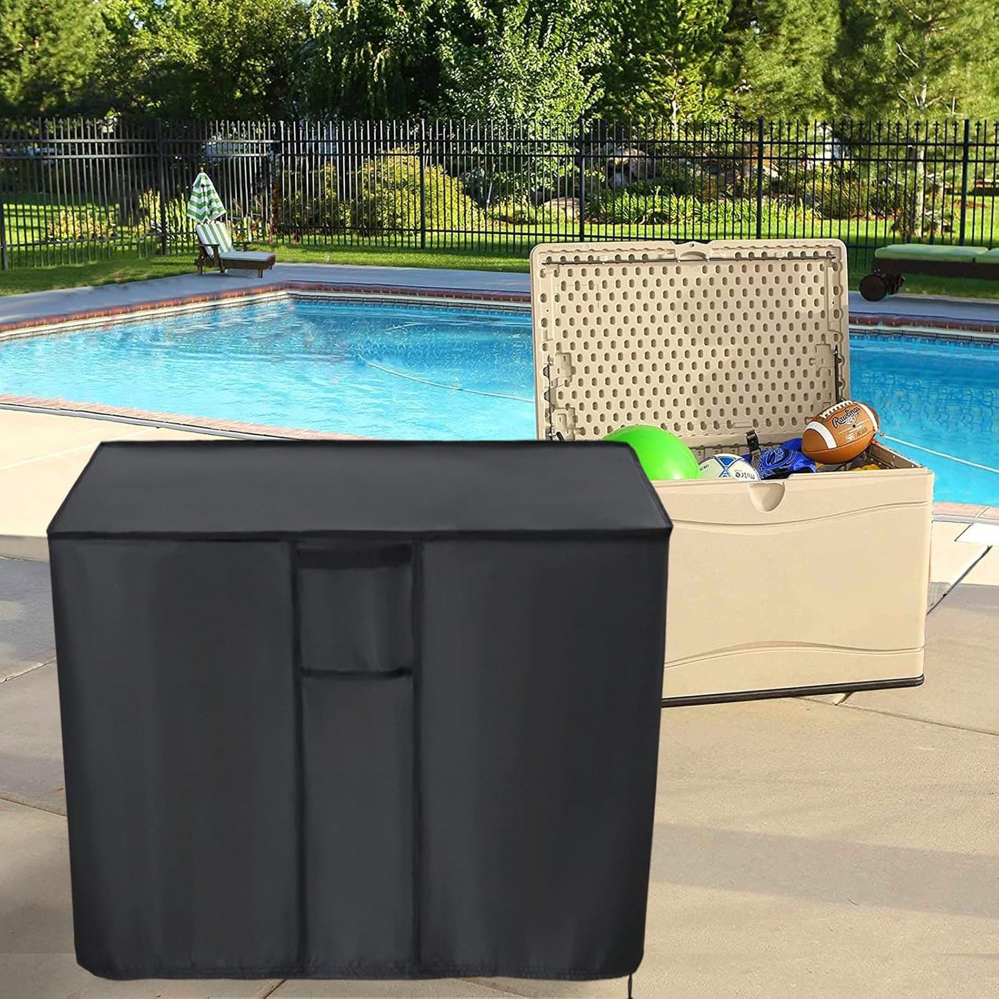 30 (23" 18" 22" inch) Kingling Deck Box Cover, Outdoor Storage Box Cover for Keter Gallon Deck Box Waterproof Outside