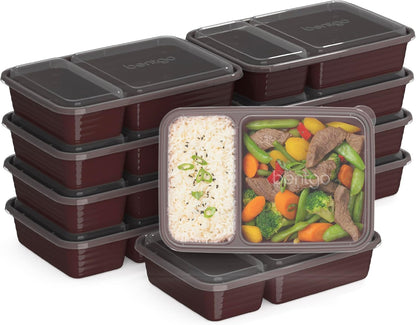 Bentgo Prep - 20-Piece Reusable Meal Prep Containers | Durable, BPA-Free, Microwave & Dishwasher Safe (Burgundy)