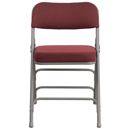 Flash Furniture 4 Pack HERCULES Series Premium Curved Triple Braced & Double Hinged Burgundy Fabric Metal Folding Chair