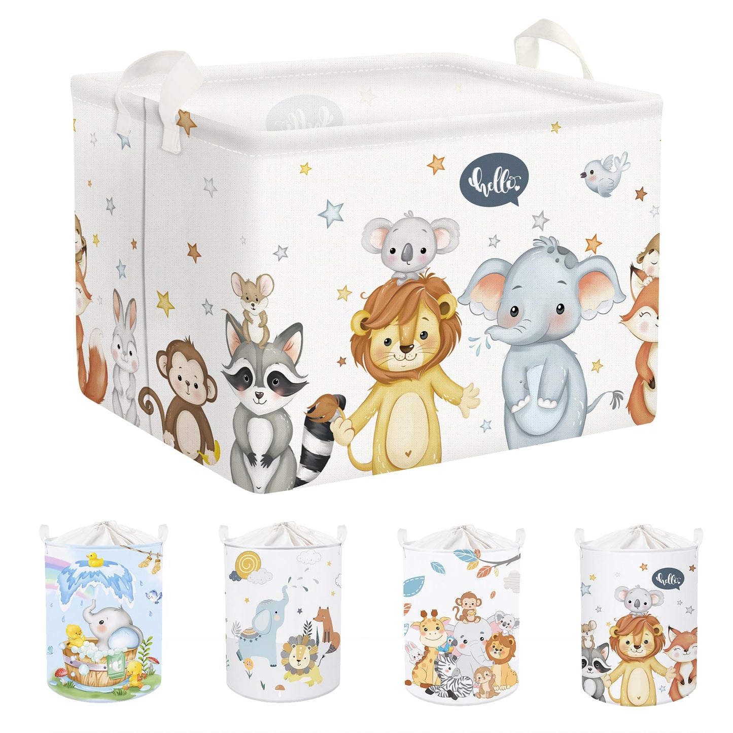 Clastyle Cute Animals Baby Laundry Hamper Kid Storage Basket Boy Girl Gift Toy Box Collapsible Large Clothes Organizer Nursery Bin for Bedroom, Star, 40 * 30 * 30 cm